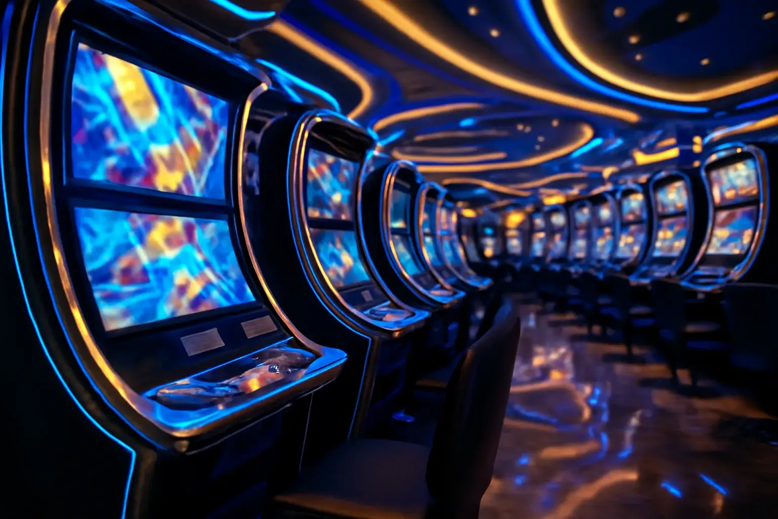 Premium Philippine casino slots floor at night inside Manila resort